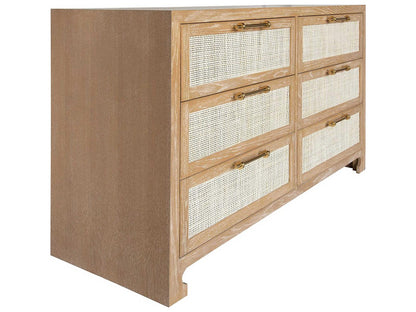 Carla 6-Drawer Dresser with Cerused Oak and Cane
