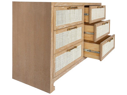 Carla 6-Drawer Dresser with Cerused Oak and Cane
