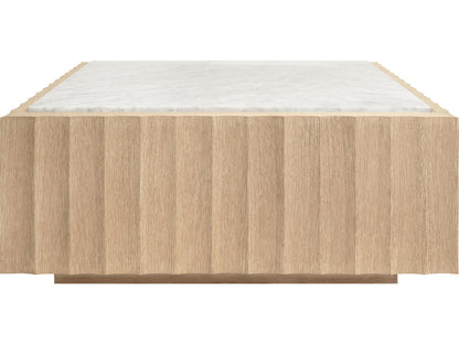 Granger Square Coffee Table in Cerused Oak with White Carrara Marble Top