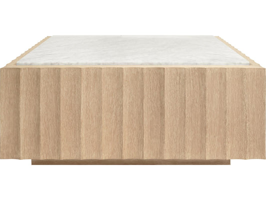 Granger Square Coffee Table in Cerused Oak with White Carrara Marble Top