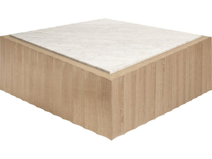 Granger Square Coffee Table in Cerused Oak with White Carrara Marble Top