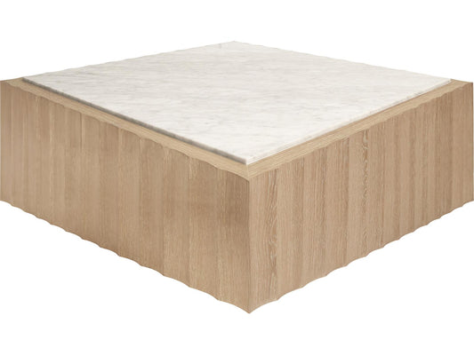 Granger Square Coffee Table in Cerused Oak with White Carrara Marble Top