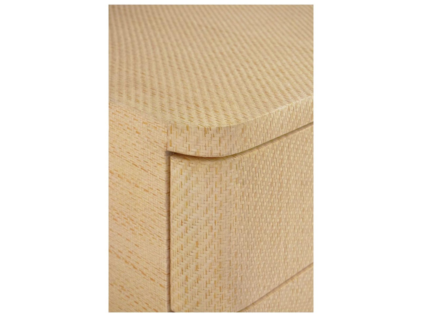 Kilmer Six-Drawer Dresser in Natural Grasscloth with Brass Beetle Knobs