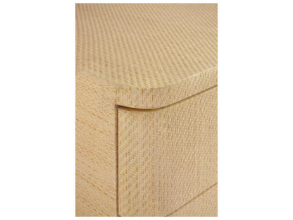 Kilmer Six-Drawer Dresser in Natural Grasscloth with Brass Beetle Knobs