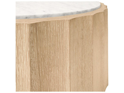 Moore Round Coffee Table Cerused Oak and White Carrara Marble