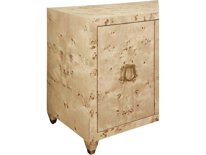 Mulligan Four-Door Buffet in Burl Wood with Satin Brass Hardware