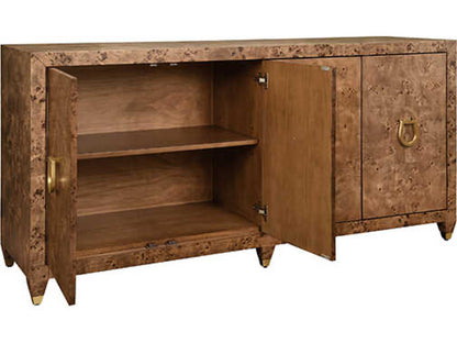 Mulligan 4-Door Dark Burl Wood Buffet with Brass Hardware