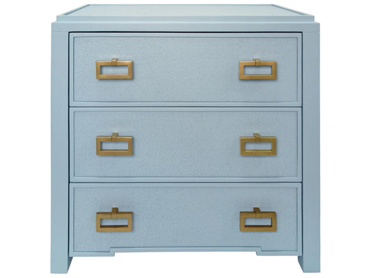 Radley 3-Drawer Side Table with Matte Light Blue Frame