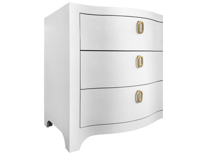 Rosie Curved Front Six Drawer Chest in Textured White Linen