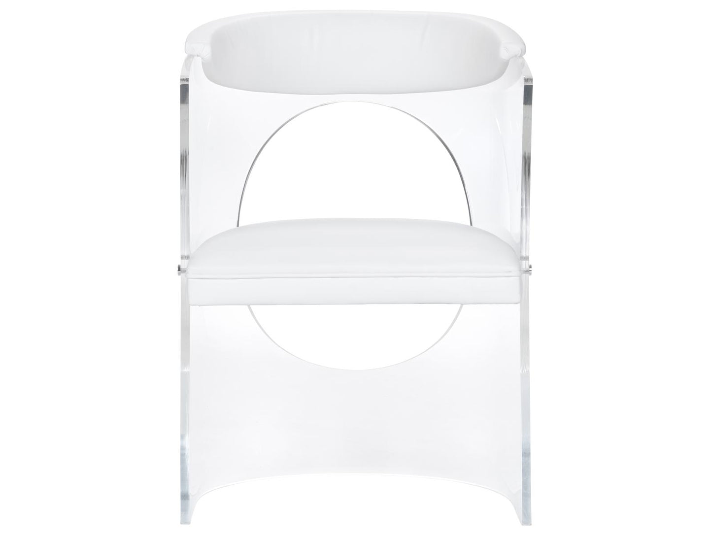 Baran Barrel Back Leather White Upholstered Arm Dining Chair