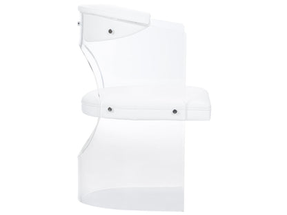Baran Barrel Back Leather White Upholstered Arm Dining Chair