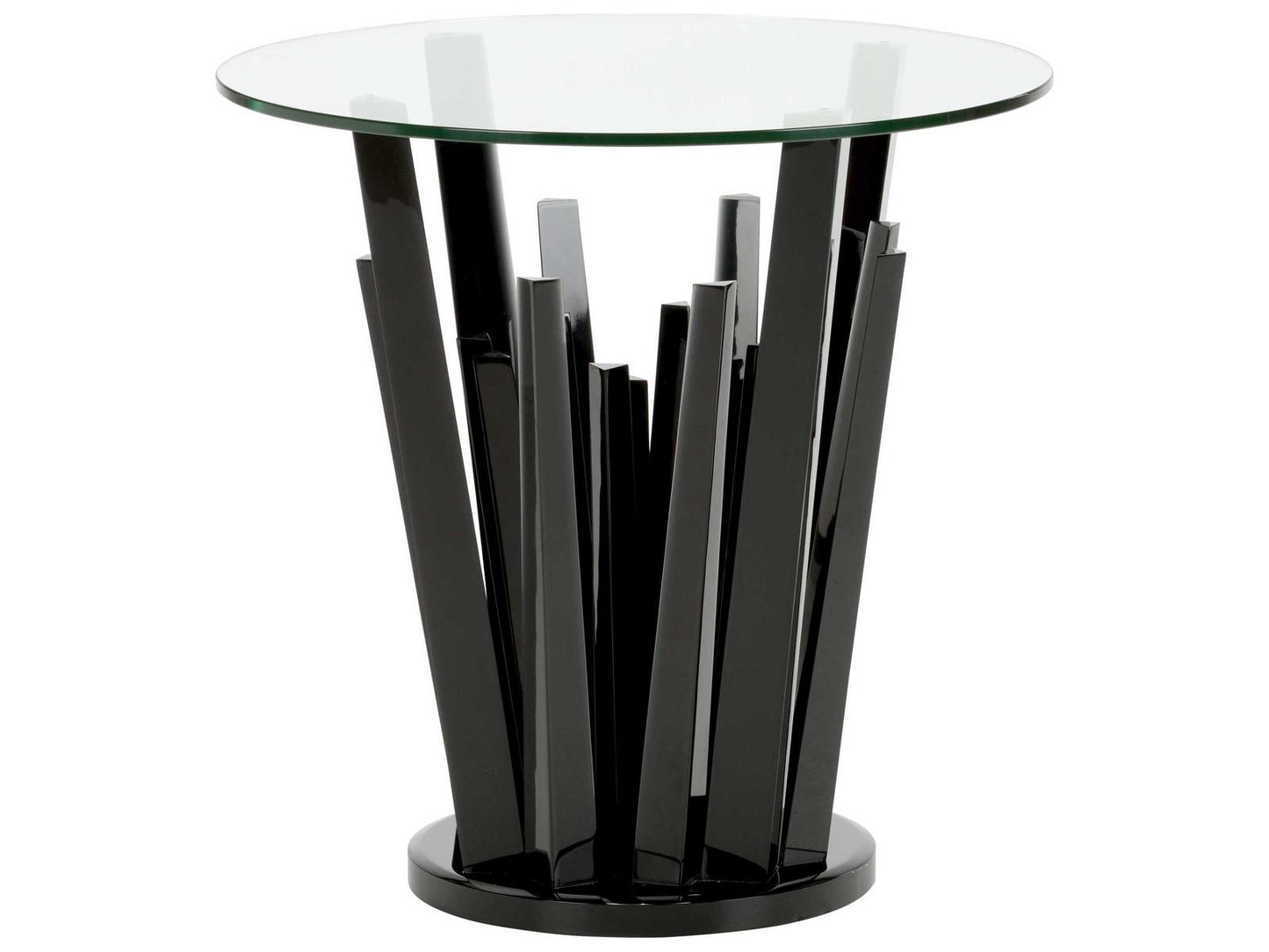 Geode Round Glass Black End Table