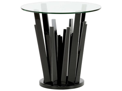 Geode Round Glass Black End Table