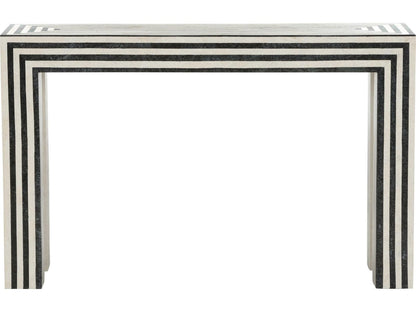 Positano Tessellated Stone Console Table in Natural Black and White