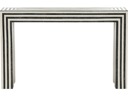 Positano Tessellated Stone Console Table in Natural Black and White