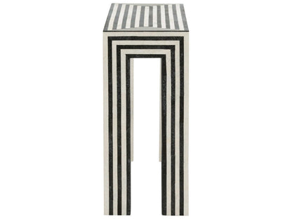 Positano Tessellated Stone Console Table in Natural Black and White
