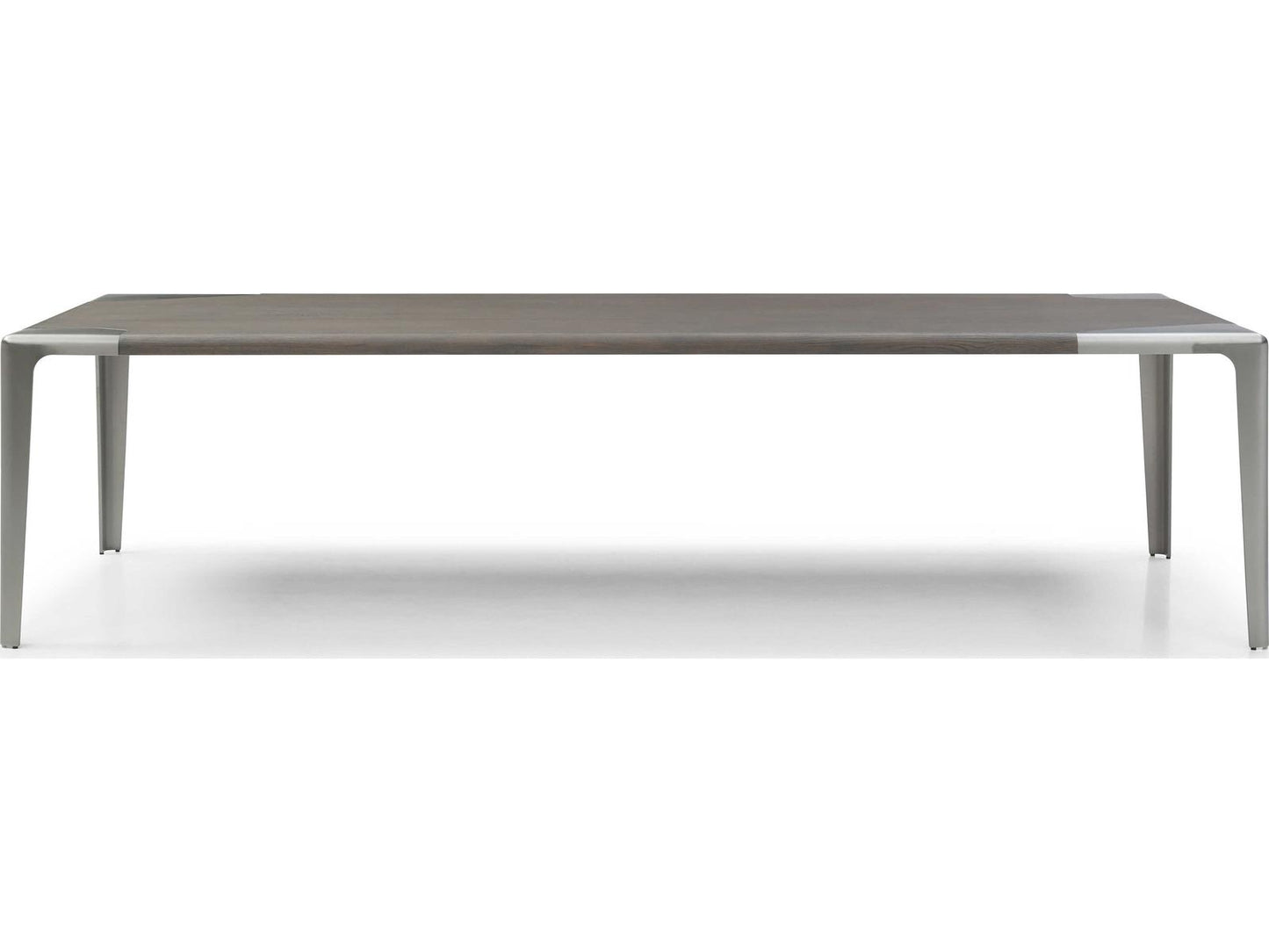 Elena 118-Inch Rectangle Dining Table in Grey Ash Veneer and Brushed Nickel