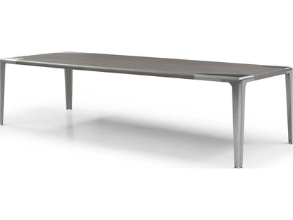 Elena 118-Inch Rectangle Dining Table in Grey Ash Veneer and Brushed Nickel