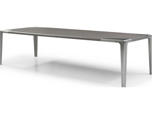 Elena 118-Inch Rectangle Dining Table in Grey Ash Veneer and Brushed Nickel