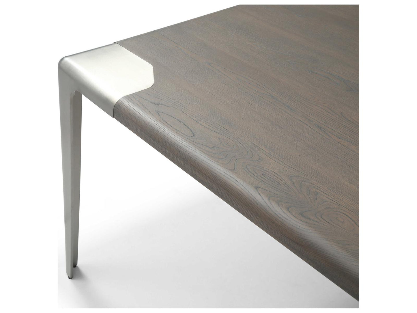 Elena 118-Inch Rectangle Dining Table in Grey Ash Veneer and Brushed Nickel