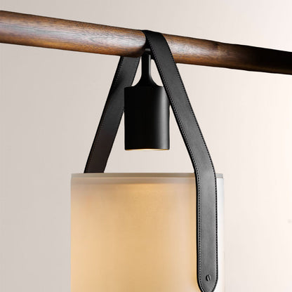 Welden Walnut Leather Linear Chandelier