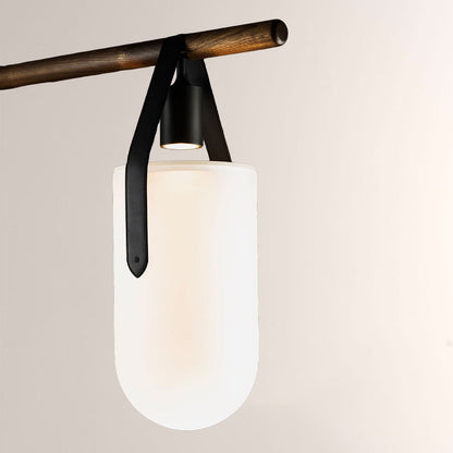 Welden Walnut Leather Linear Chandelier