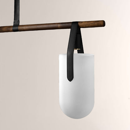 Welden Walnut Leather Linear Chandelier
