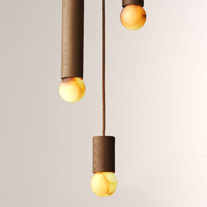 Woolet Wood Marble Cluster Chandelier