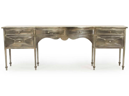 Gerard Rectangular Metal Console Table with Six Drawers in Antique Light Gold