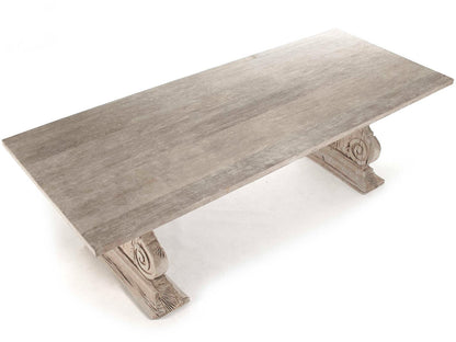 Toby Rectangle Dining Table with Trestle Base in Weathered Finish