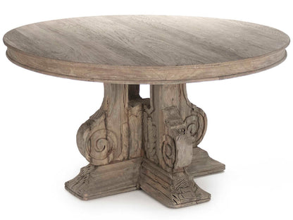 Adam 55-Inch Round Dining Table in Weathered Elm and Poplar