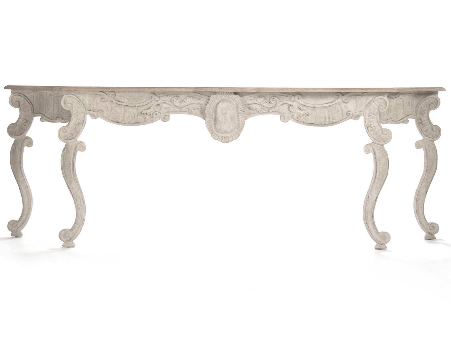 Abraham Console Table in Distressed Antique Ivory