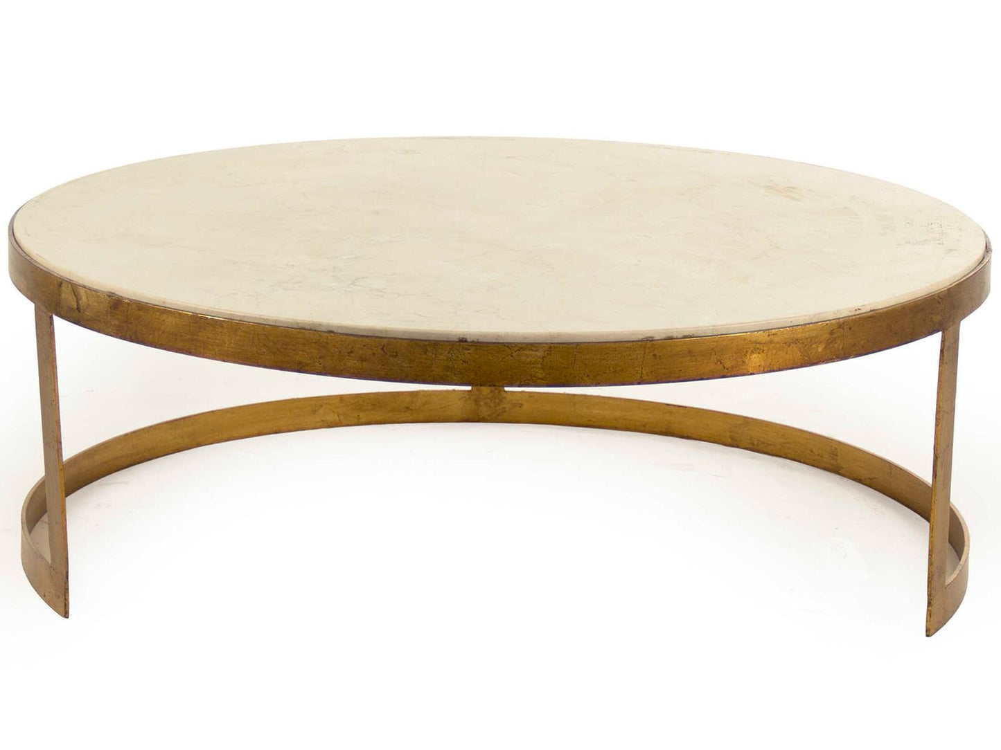 Fae Round Nesting Coffee Table Set Gold Leaf Metal Cream Marble