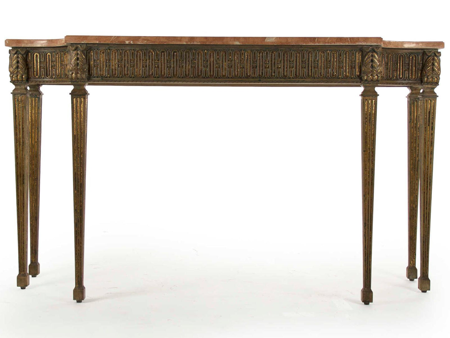 Faron Rectangle Console Table Marble Top Distressed Copper Base