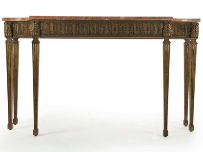 Faron Rectangle Console Table Marble Top Distressed Copper Base