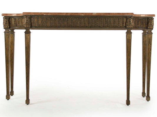 Faron Rectangle Console Table Marble Top Distressed Copper Base