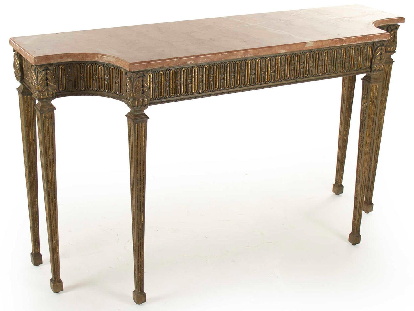 Faron Rectangle Console Table Marble Top Distressed Copper Base