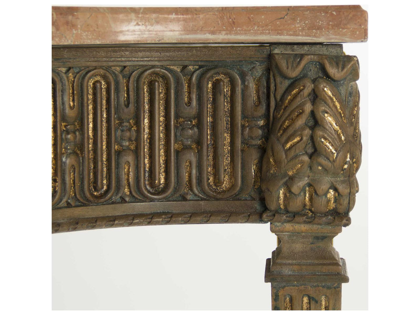 Faron Rectangle Console Table Marble Top Distressed Copper Base