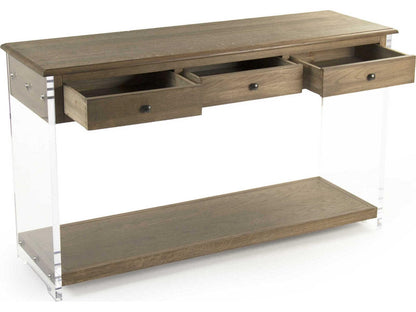 Talon Rectangle Console Table Oak and Acrylic with Clear Finish
