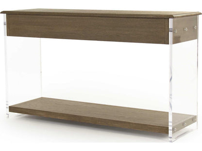 Talon Rectangle Console Table Oak and Acrylic with Clear Finish