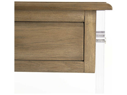 Talon Rectangle Console Table Oak and Acrylic with Clear Finish
