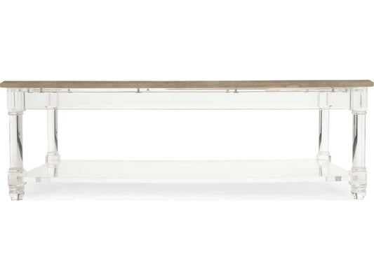 Corbin Rectangle Coffee Table Acrylic Base Wood Top