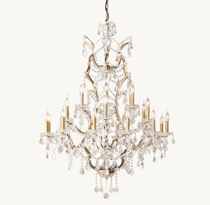 19th C. Rococo Iron & Crystal Round Chandelier 40"