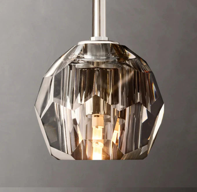 Crystal Sphere Smoky Glass Rod Pendant Lamp