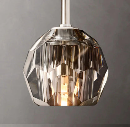 Crystal Sphere Smoky Glass Rod Pendant Lamp