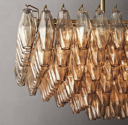 Chiara Tiered Rectangular Pendant Light with Smoke Glass 74"