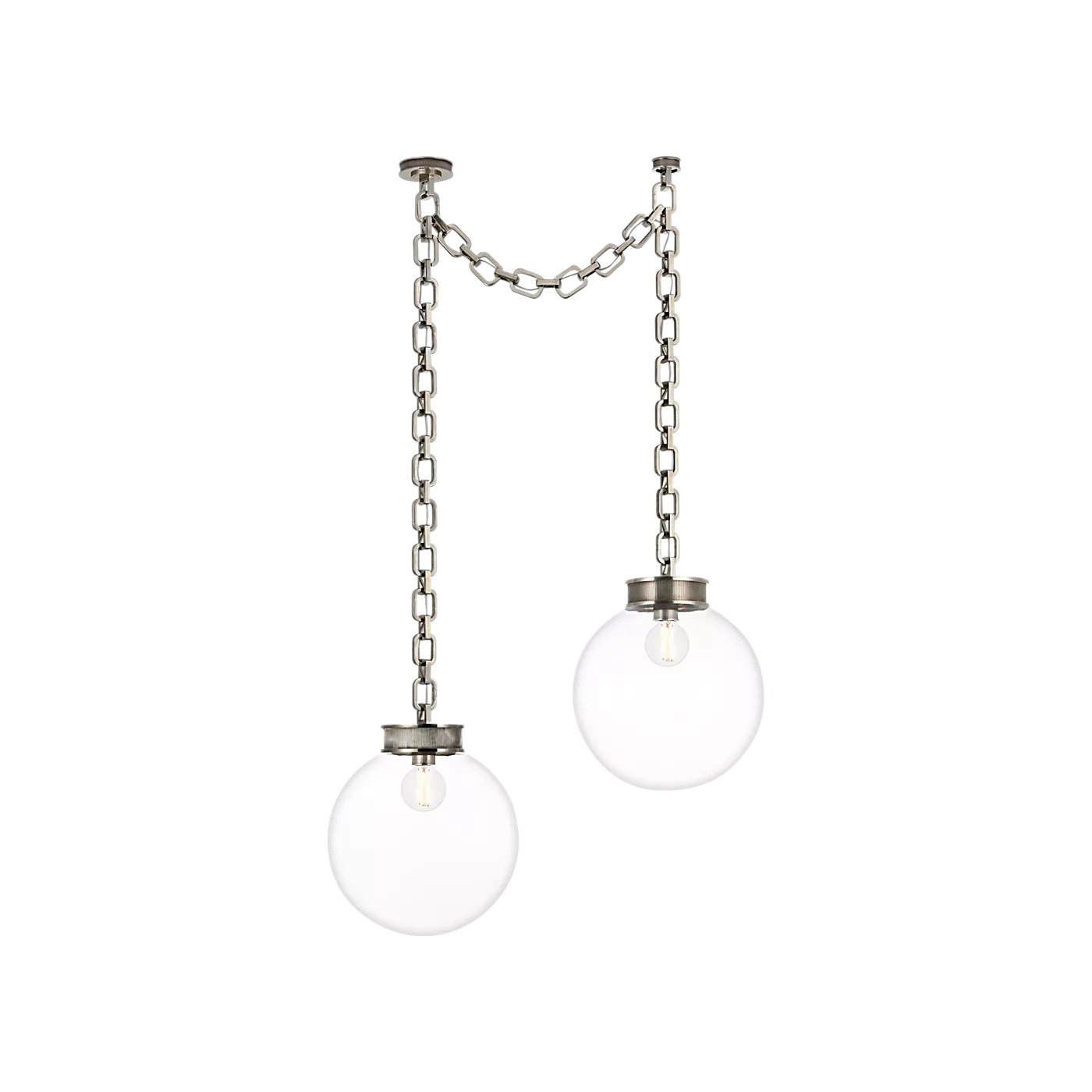 Bellamy 2 Light Statement Chain 16" Globe Chandelier