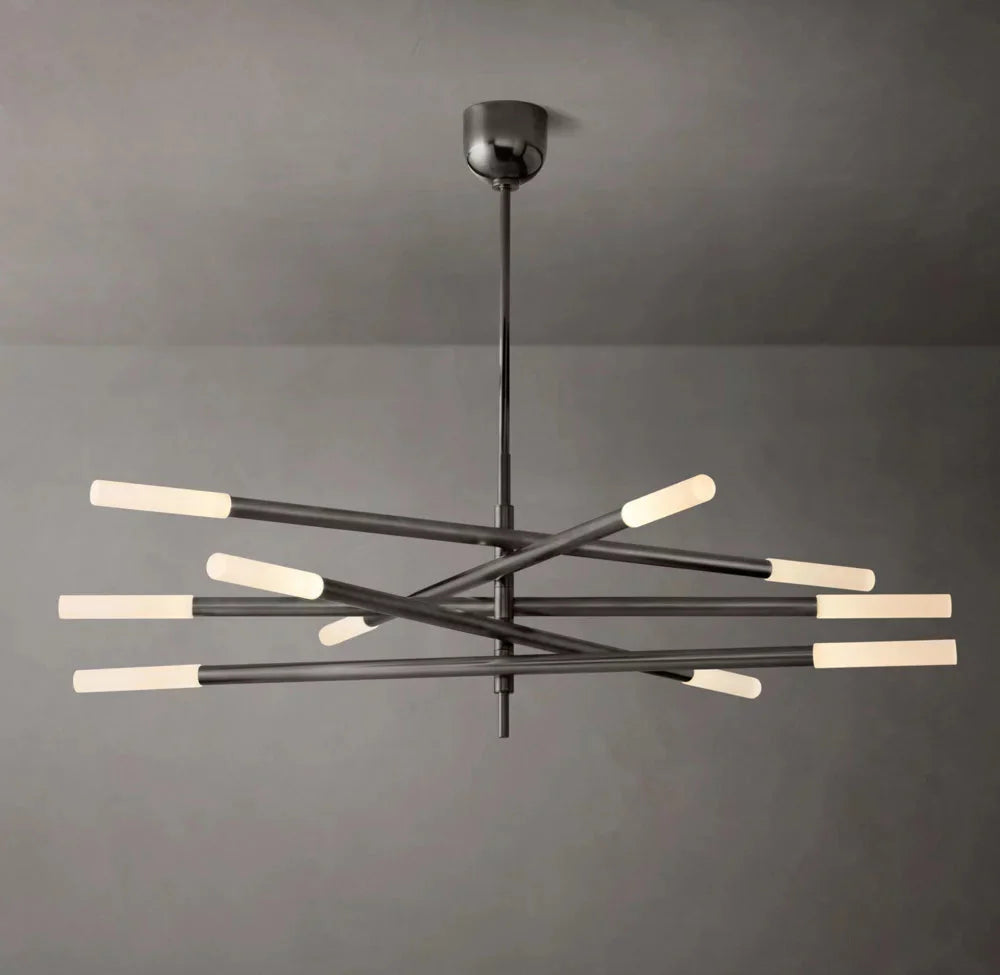 Rousselle Ten-Light Etched Rod Mobile Chandelier
