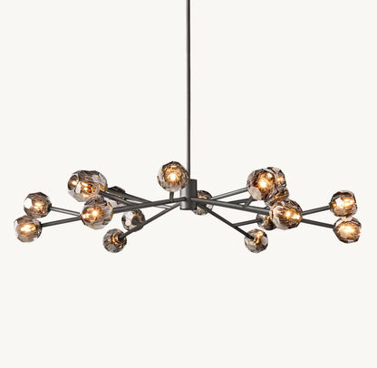 Crystal Sphere Tinted Glass Circular Chandelier 60"