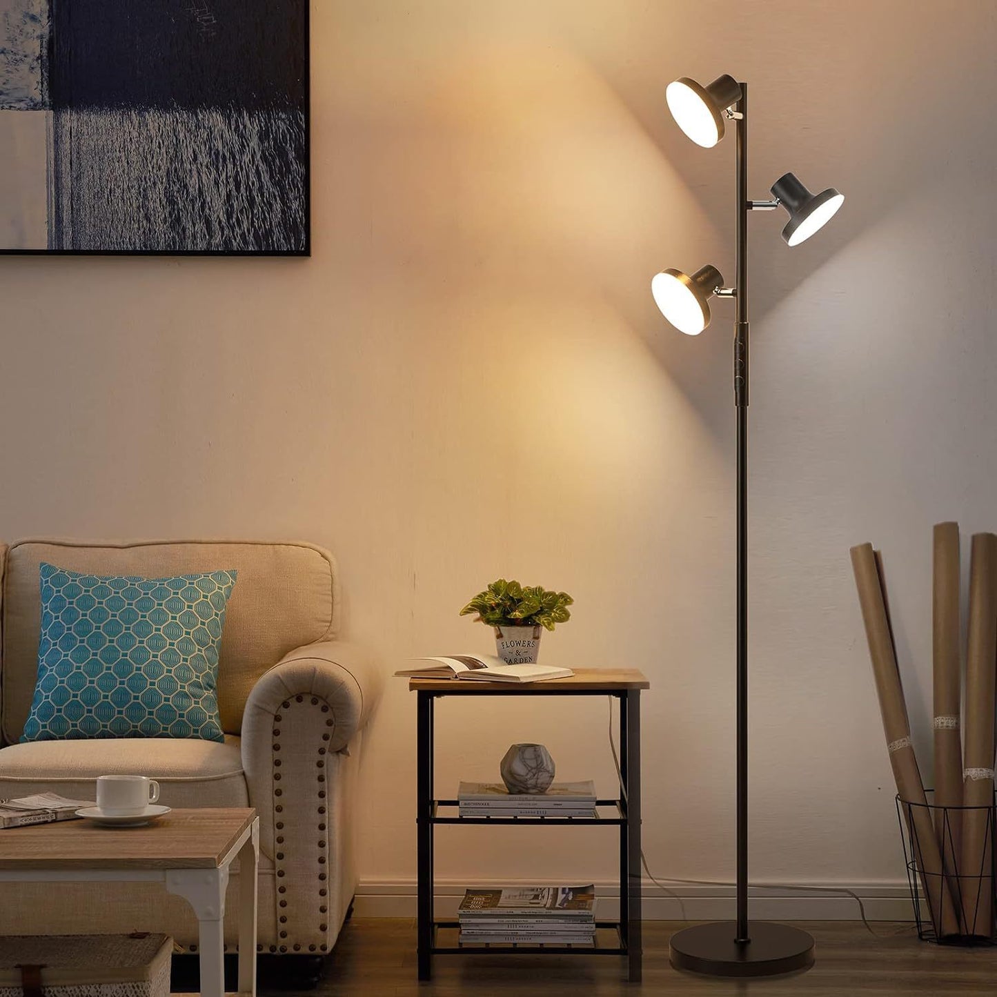 Adjustable LED Floor Lamp Rotatable with Remote for Living Room, Bedroom & Study